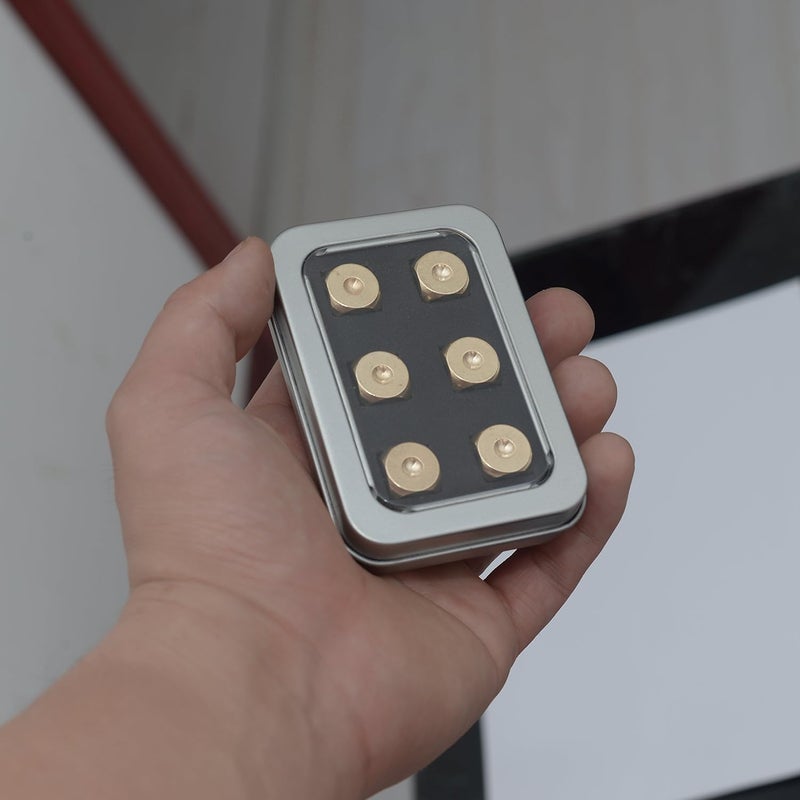 CKLT 6 Sided Metal Brass Dice with Gift Metal Case & Portable Bag, 6pcs Solid Brass Dice for Tables Board Game Poker Party Playing Games, Ideal Men's Collection Gift - Image 2